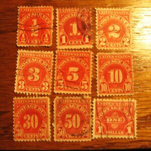 Complete set of 1931-56 Postage Due Stamps Perforated 11 x 10.5 , 10.5 x 11